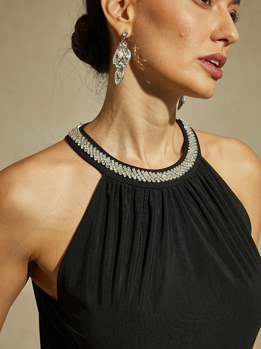 Per donna Abito maxi Tubino Elegante Festa cocktail Tinta unica Senza Maniche Girocollo Nero del 2026 a $99.99 –P7