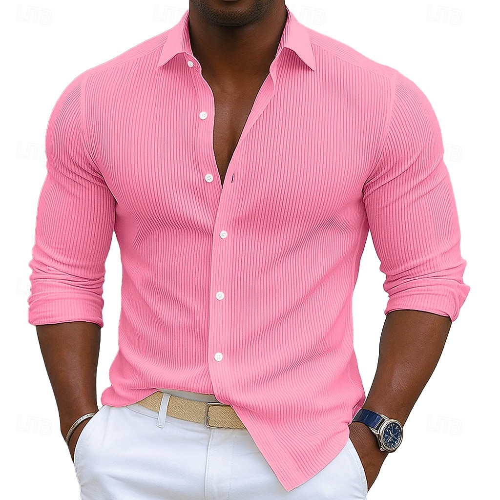 Per uomo Camicia Camicia di Velluto a Coste Camicia con Bottoni Bianco Rosa Blu Kaki Manica Lunga Semplice Collo ripiegato All'aperto Vacanza Bottonato Abbigliamento Moda Streetwear Classico Casual del 2025 a $23.99 –P2