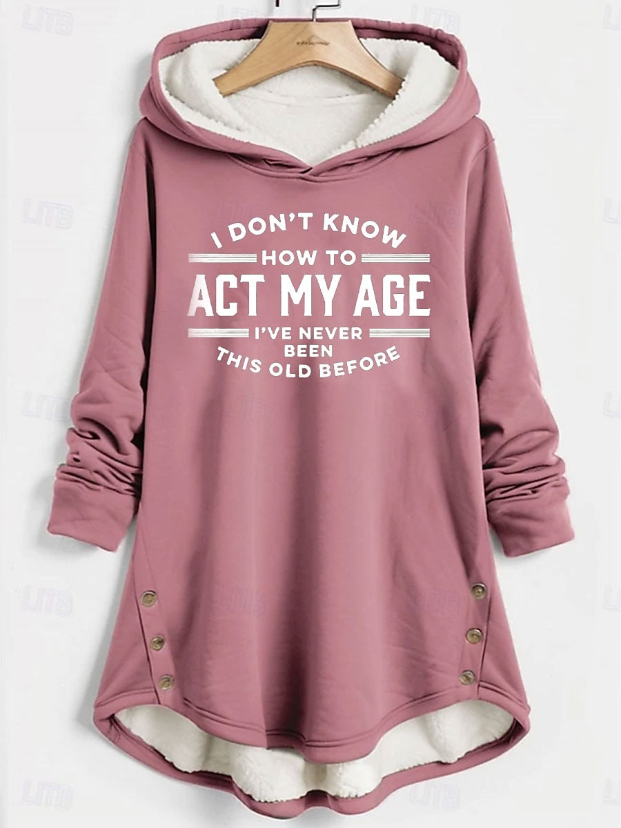 Mulheres Pulôver Moletom Com Capuz Gráfico Letra Quente Casual Difusa Manga Longa Com Capuz Tops longos Casual Esportes Imprimir Rosa Azul Cinzento Outono Inverno de 2025 por $29.99 –P3