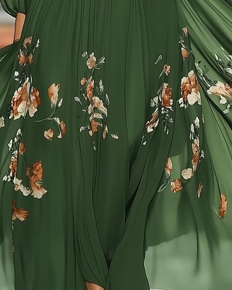 Femmes Robe Longue Maxi Robe Robe de Soirée Robe de Cocktail Robe Imprimée Élégant Moderne Extérieur Soirée Coupe régulière Fleuri manche longue Épaules Dénudées Vert Automne Hiver de 2025 ? $40.49 –P2