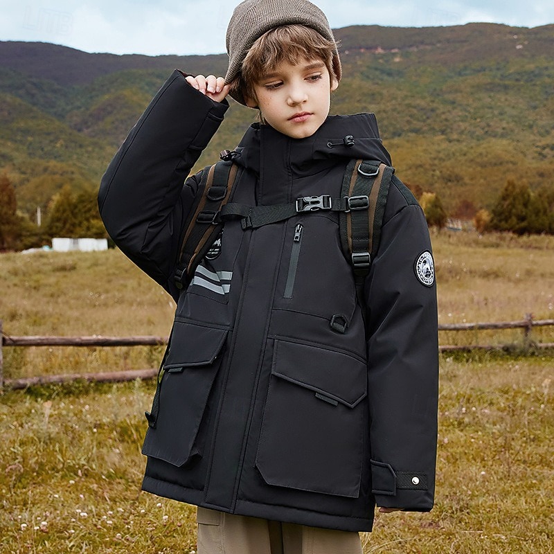 Kinder Unisex Daunenjacke Outdoorjacke Daunenjacke Oberbekleidung Einfarbig Tarnung Langarm WASSERDICHT warm halten Winddicht Mantel Outdoor Täglich Basic Schwarz Weiß Rosa Herbst Winter Ab 4 Jahren 2025 - $82.99 –P1