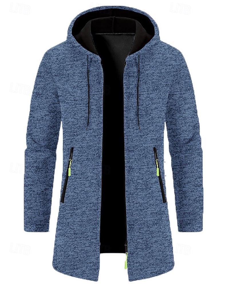 Férfi Felöltő Ballonkabát Hosszú Trench kabát Vakáció Napi Tavasz Tél Poliészter Szélbiztos Melegen tartani Felsőruházat Ruházat Divat Klasszikus Sima Zseb Kapucni Cipzár 2026 - $27.99 –P6