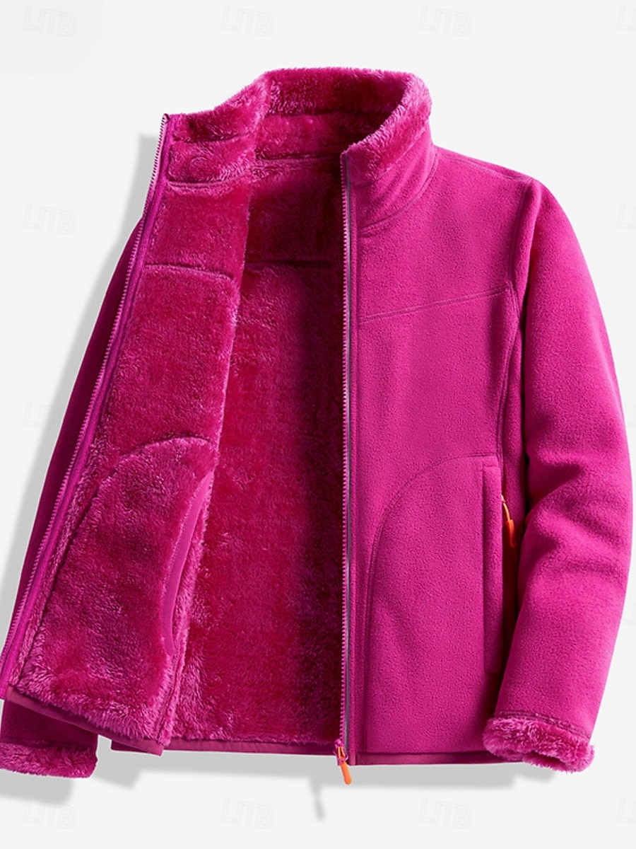 Dame Sherpa jakke Bekvem Pustende Glidelås Lomme Fritid عادي Feriereise Gate Avslappet Dagligdagstøy Enkeltkneppet Normal Høy krage Normal Langermet Yttertøy Rosa Lilla Fuksia Vår Høst 2025 - $41.99 –P4