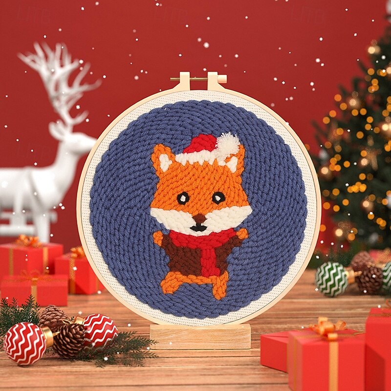 Weihnachtsstickerei-Sets, DIY-Stanznadel-Starterset, handgefertigtes Handarbeitsset für Anfänger, Stoffmaterialpaket mit Feiertagsmotiv, handgefertigtes Kunsthandwerkszubehör für 2025 - $15.99 –P9