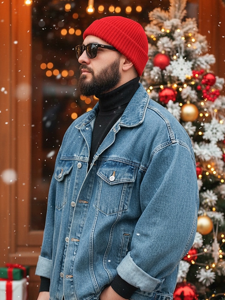 Férfi kötött sapka - puha és kényelmes, bordázott kialakítás, ideális téli és karácsonyi ajándéknak 2026 - $11.99 –P1