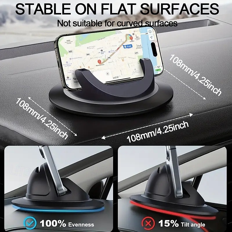 2025年 車載スマホマウント ダッシュボードスマホマウントアダプター 360度回転式車載スマホホルダー 吸盤 シリコン製 車載ダッシュパッド 滑り止め 卓上 iPhone スマホスタンド  コレクション – $17.99 –P9