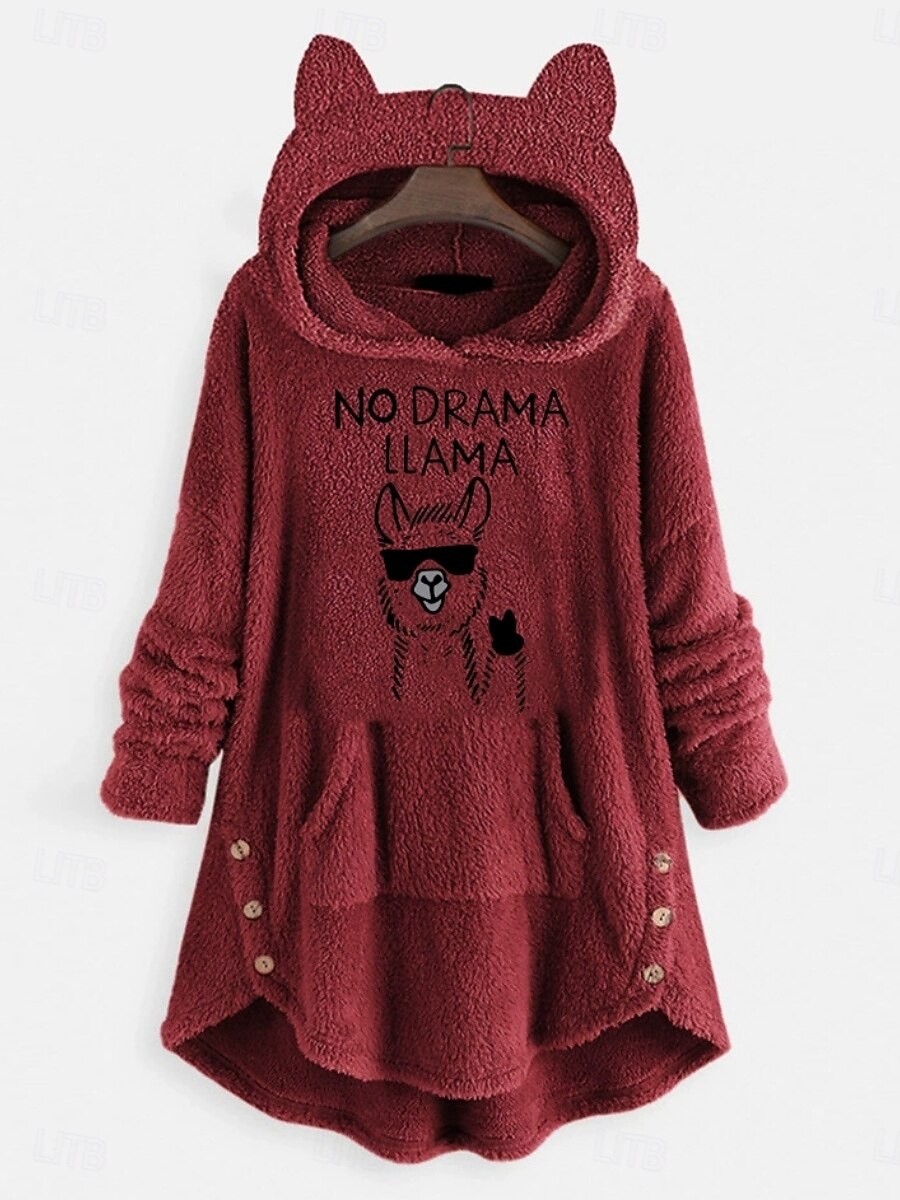 Damen Kapuzenpullover Tiermotiv Lässig Langarm Mit Kapuze Lange Oberteile Straße Alltagskleidung Lässig Rosa Wein Dunkelpink Rote Dunkelgray Herbst Winter 2025 - $31.99 –P3