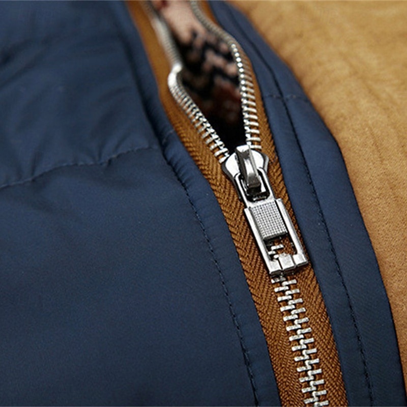 Men's Winter Jacket Fleece Jacket Casual Jacket Vacation Daily Thermal Warm Pocket Fleece Fall Winter Color Block Fashion Streetwear Hooded Regular Black Blue Jacket 2025 - $79.99 –P6
