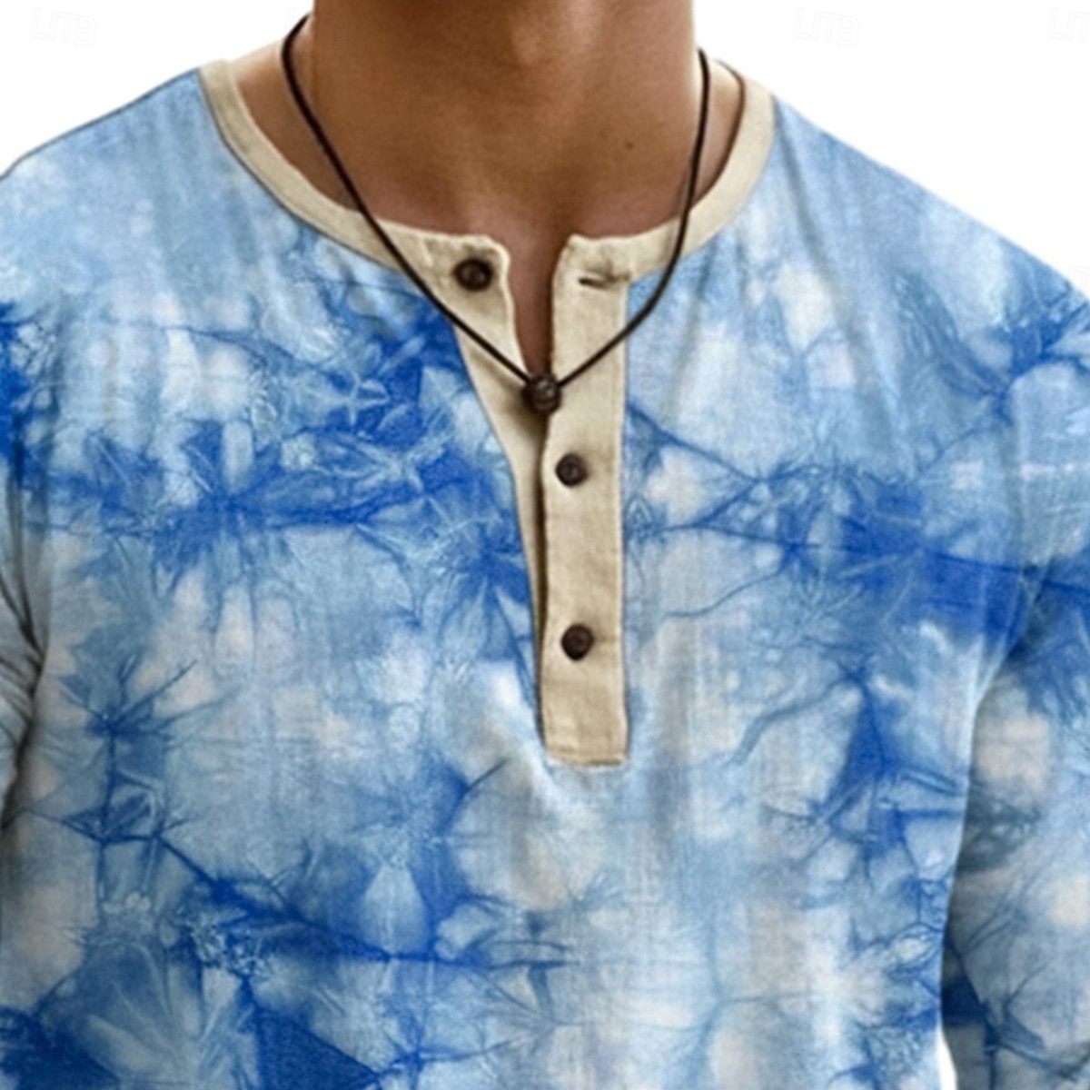 Homme Chemise Henley T-shirt Haut Henley manche longue Teinture par nouage Mode Designer Occasionnel Tie Dye Bloc de Couleur Boutons Henley Occasionnel Quotidien Extérieur Été Printemps Toutes saisons de 2026 ? $21.99 –P2