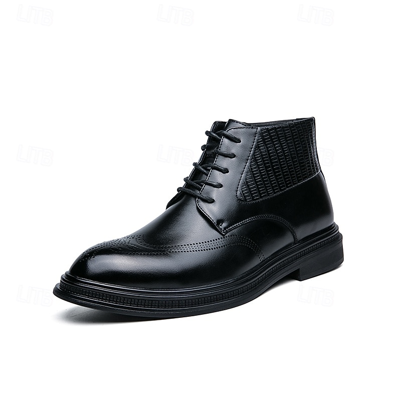 Bottes à lacets en similicuir marron pour hommes avec une silhouette moderne et élégante, idéales pour les environnements professionnels, les événements formels et les occasions décontractées élégantes de 2025 ? $46.99 –P1