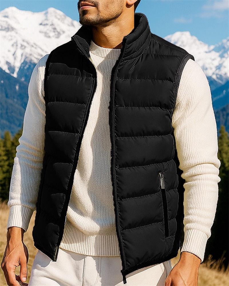 Men's Hiking Vest Puffer Vest Winter Autumn / Fall Outdoor Thermal Warm Lightweight Vest Hunting Fishing Climbing Black Army Green Burgundy Blue Green 2026 - $28.99 –P8