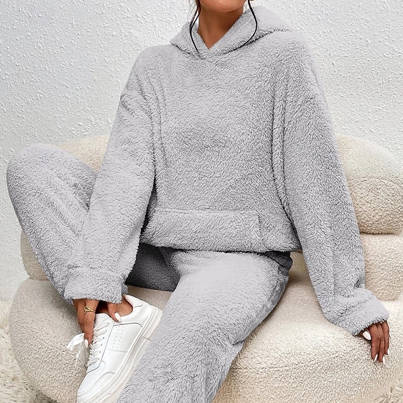 نسائي بدلة رياضية من قطعتين هودي صالة مجموعات بدلات رياضية لون سادة أطقم ملابس رياضية خريف & شتاء أسود أبيض الصالة الرياضية الخارج ركض كم طويل رياضة ألبسة رياضية مرن نسبياً عادي 2026 - $42.99 –P12