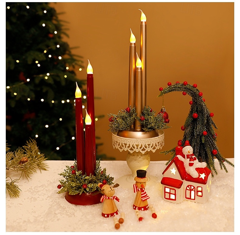 3 Pcs 30 * 10CM Christmas Halloween Valentine's Day Simulation Candlestick Candlestick LED Ornament Light Desktop Atmosphere Decorative Light Nightlight AAA Battery Box 2025 - CAD $21.99 –P2