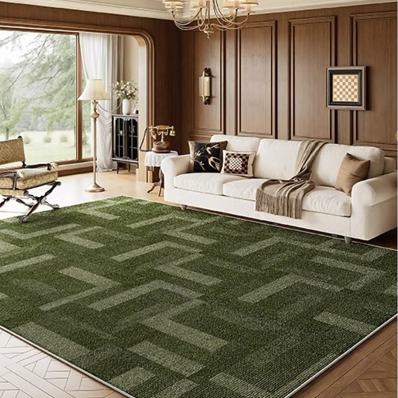 Tapete vintage verde francês, tapete luxuoso para sala de estar, tapete elegante para cabeceira de quarto, tapete grande resistente a manchas e fácil de limpar de 2026 por $107.99 –P6