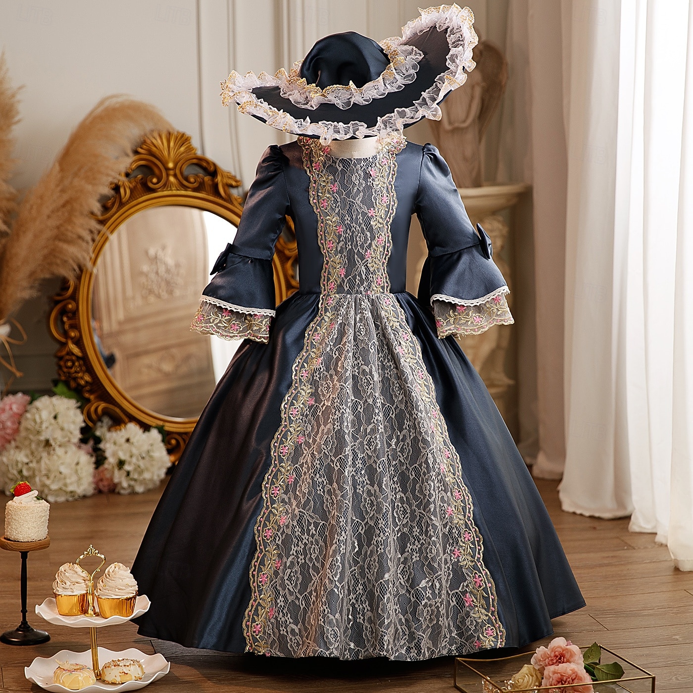 Rokoko Viktorianisch Steampunk Maxi Partykostüm Zubehör Glockenärmel Prinzessin Schleife Retro Ballkleid Spitzkragen Kostüm Mädchen königlich Weihnachten Halloween Karneval Maskerade Hochzeitsfeier 2026 - $108.99 –P1