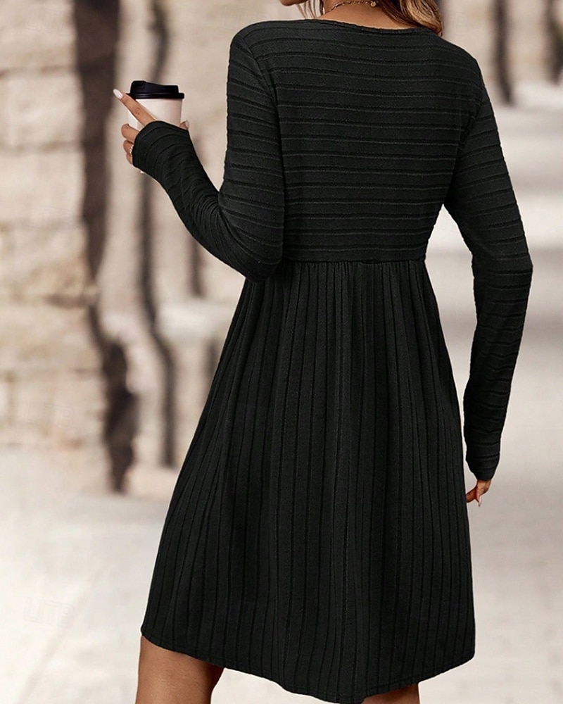 Dames Mini-jurk Casual jurk Modern Buiten Vakantie Dagelijks Normale pasvorm Effen Lange mouw Strakke ronde hals Zwart Marineblauw Donkergroen Oranje Lente Herfst 2025 - $23.99 –P15