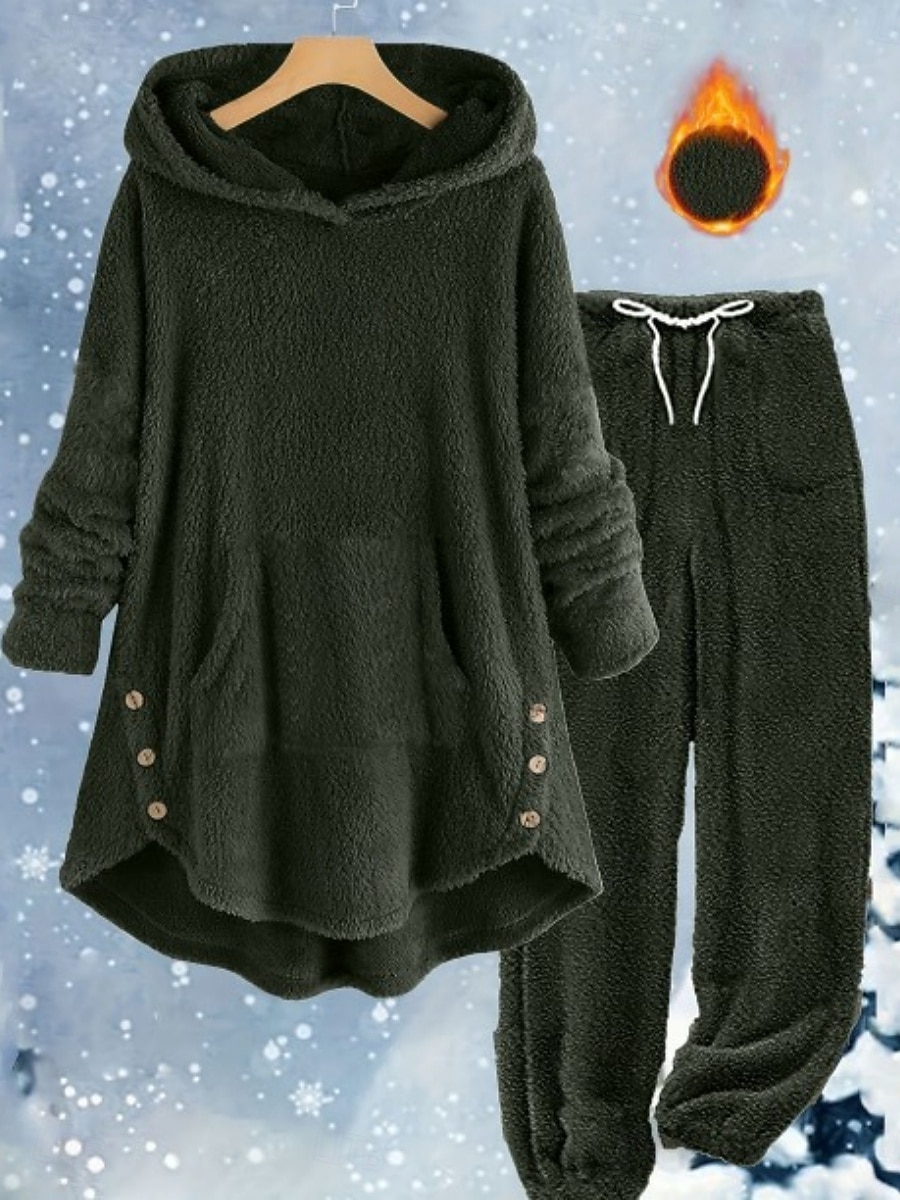 Femmes Ensembles de Pantalons manche longue À capuche Uni Mode Streetwear Quotidien Occasionnel Quotidien Noir Blanche Jaune Printemps Coupe Ample de 2026 ? $49.99 –P7