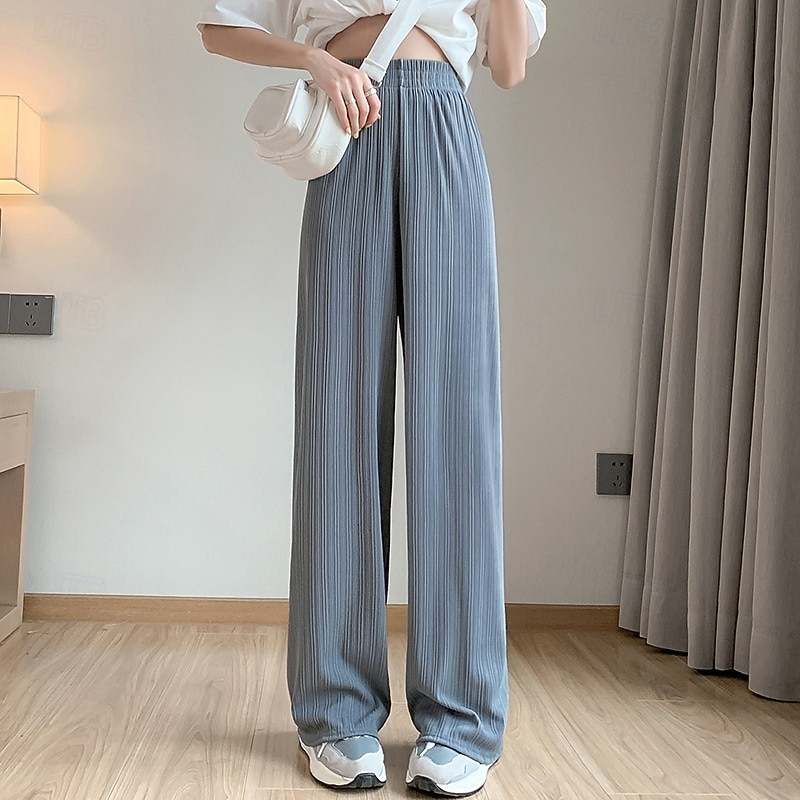Per donna Gamba larga Pantaloni Pantaloni Palazzo Moda Streetwear Lunghezza intera Vita Alta Semplice Elastico in vita Traspirabilità Confortevole Streetwear Abbigliamento quotidiano Uscire Nero del 2025 a $14.99 –P6