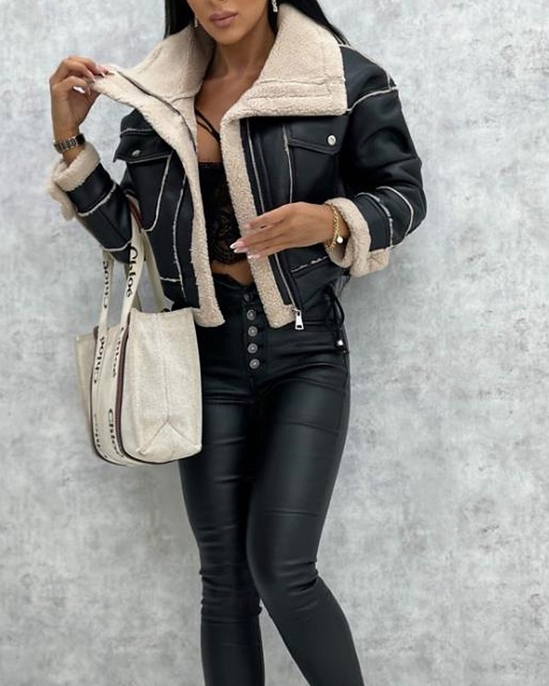 Γυναικεία Jeci Piele Διατηρείτε Ζεστό Άνετο Τσέπη Κουμπιά Καθημερινό Σκέτο Διακοπές Causal Καθημερινά Ρούχα Εξόδου Κοντό Απορρίπτω Κανονικό Μακρυμάνικο Εξωτερικά ενδύματα Μαύρο Χακί Μπεζ 2026 - $59.99 –P2