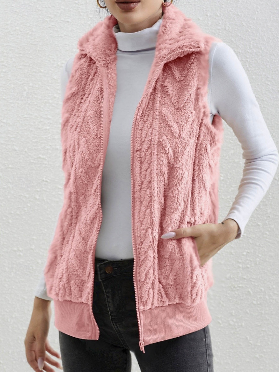 Femmes Gilet Confortable Respirant Fermeture éclair Avec Poches Occasionnel Uni Vacances Rue Occasionnel Tenue quotidienne Fermeture éclair Régulier Col Rabattu Coupe régulière Sans manches Vêtements de 2026 ? $33.99 –P2