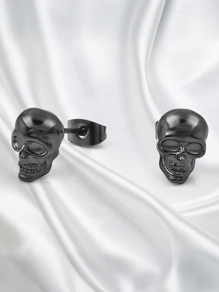 Boucles d'oreilles à tige en forme de tête de mort pour femme, style gothique punk, en alliage, pour fêtes, cosplay et costumes de 2025 ? $7.99 –P7