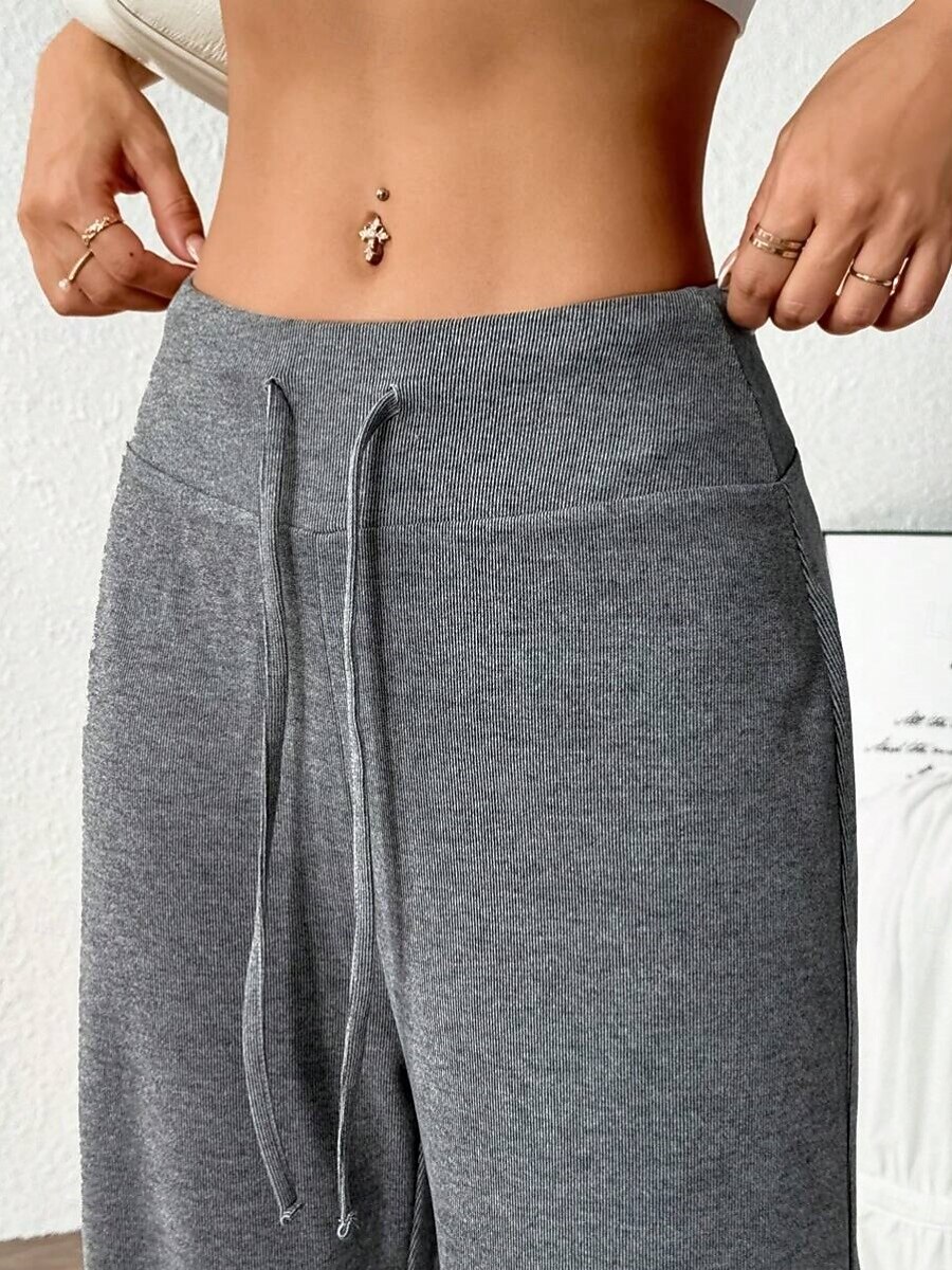 Жен. Штаны Широкие Чино Мода Классический На каждый день Полная длина Завышенная Полотняное плетение Карман Эластичный пояс удобный Мягкий Удобный Эластичная на открытом воздухе Йога Для улицы 2025 - $39.99 –P7