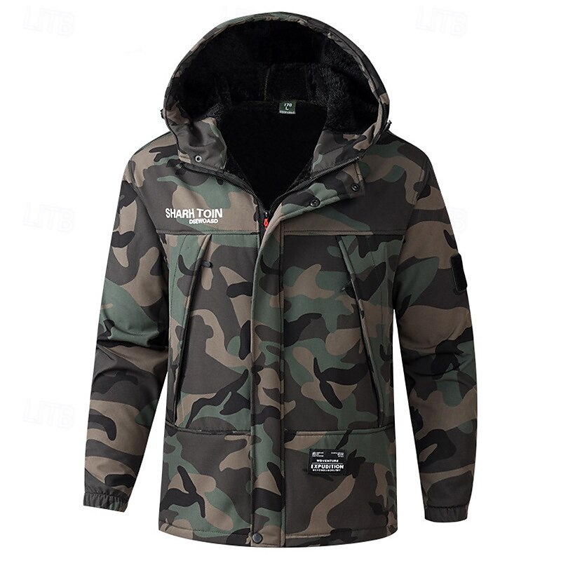 Per uomo Giacca da escursionismo Giacca in Pile Giacca imbottita Set termico Inverno All'aperto Mimetico Calore Termico Impermeabile Antivento Top Nero Verde del 2025 a $69.99 –P16