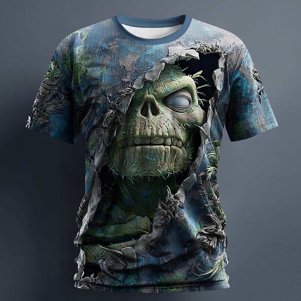 בגדי ריקוד גברים הדפסת 3D זומבים 3D חולצה קצרה שרוולים קצרים חולצה קצרה הדפסת תלת מימד צווארון עגול קצר חולצה מוּגזָם מעצב מחריד מפלגה רחוב חגים כחול כהה קיץ אביב כל העונות ביגוד S M L XL XXL XXXL 2025 - $20.99 –P1
