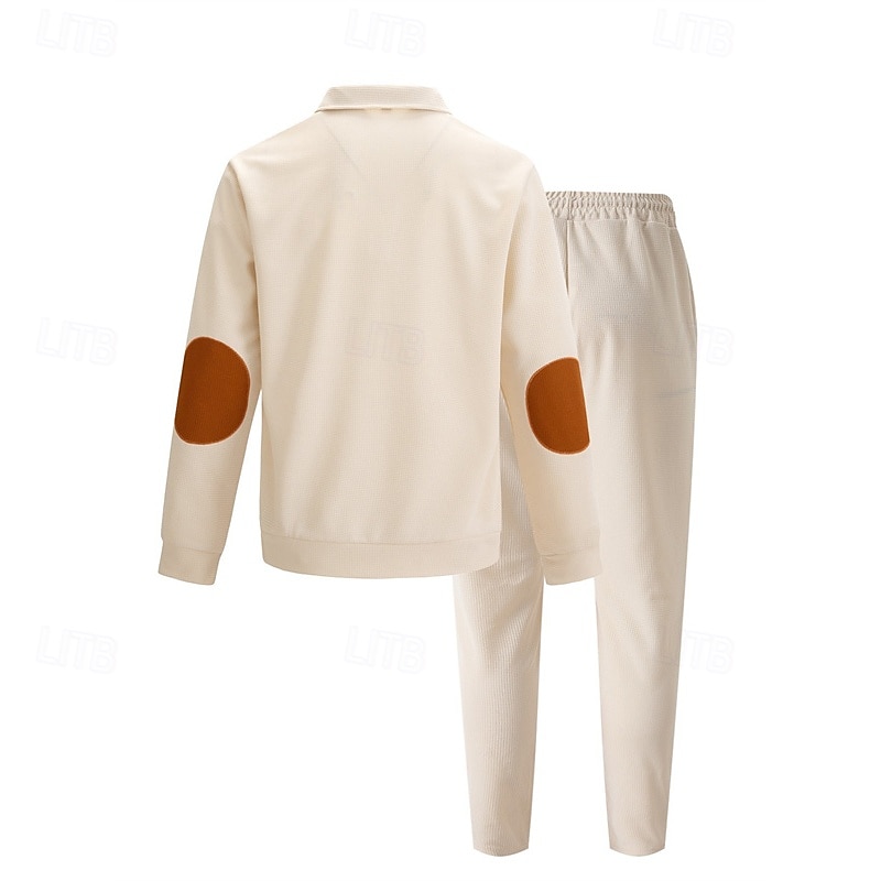 Herre Genser Joggedress Antrekkssett Høy krage utendørs Daglig Sport Snorer Lomme Fargeblokk Svart Hvit Kongeblå Polyester Sportsklær Mote Gatemote Vår 2026 - $46.99 –P3