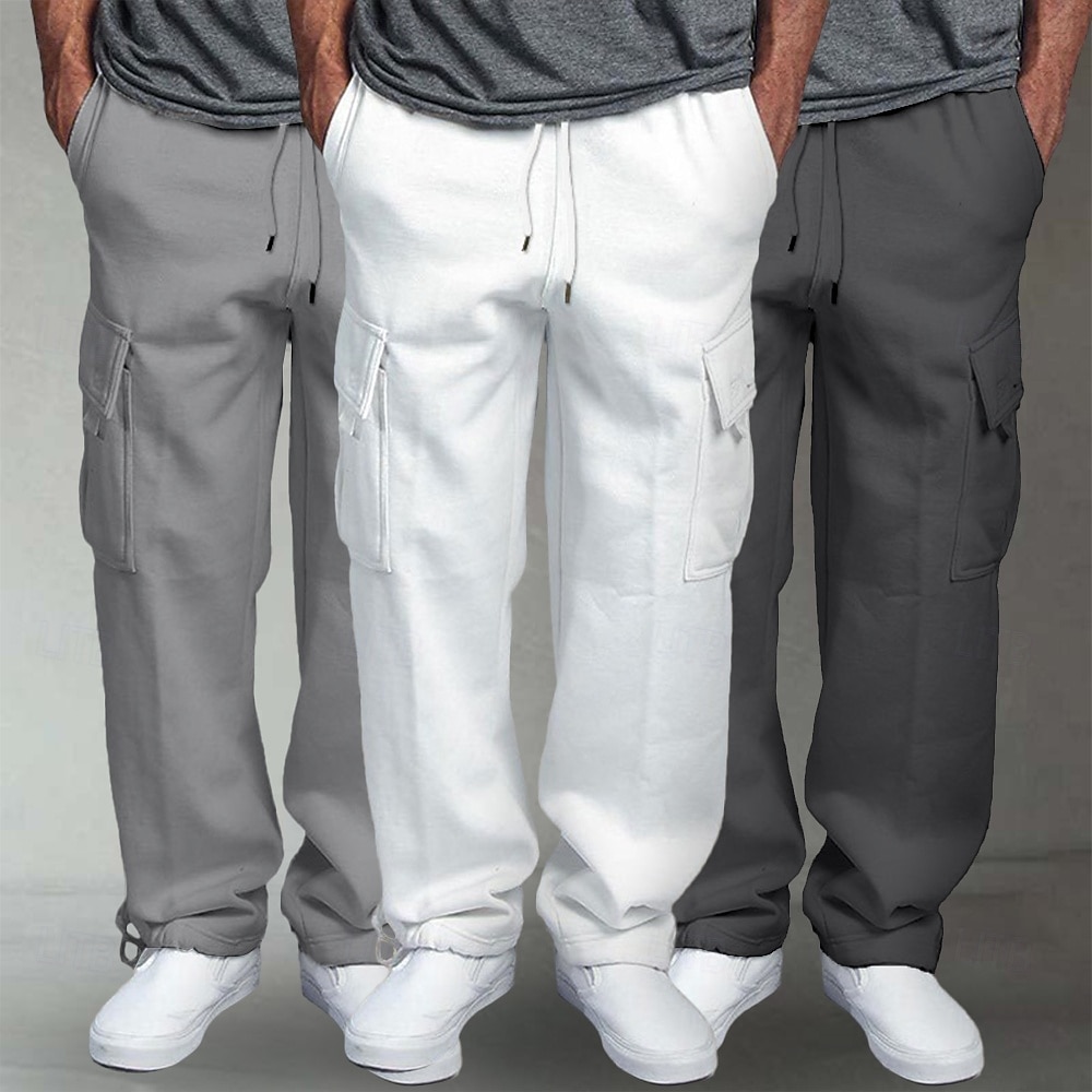 Per uomo Pantaloni da Tuta Cargo Pantaloni in Pile Joggers Pantaloni Pantaloni della tuta a gamba dritta Coulisse Elastico in vita Multi-tasche Tinta unica Antivento All'aperto Lunghezza intera del 2026 a $40.99 –P7