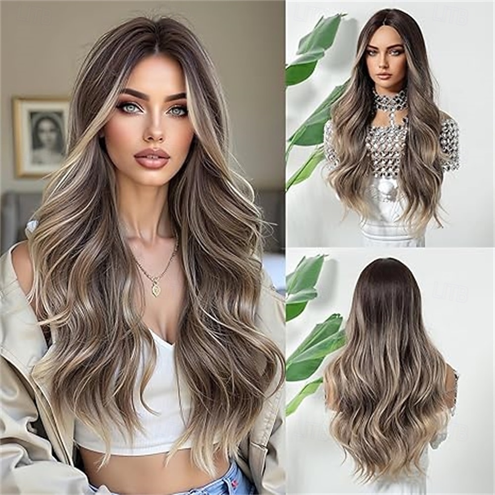 Women Long Ombre Grey Wavy Wigs with Black Root 26 Inch Wigs Natural Looking Synthetic Heat Resistant Fiber Wig for Daily Party Use 2026 - $23.99 –P8