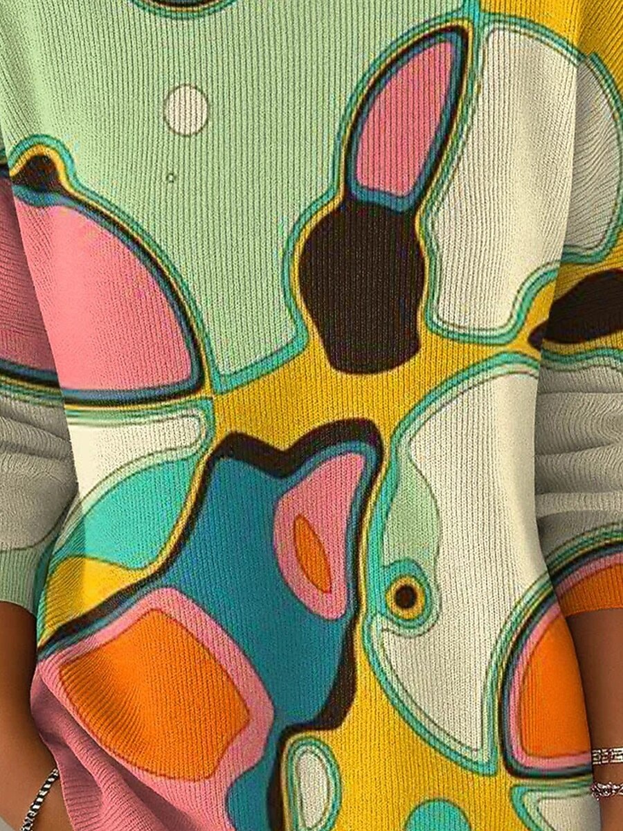 Femmes Pull Vacances ancien Mode Graphique Géométrique Col ras du cou Tricoté manche longue Hauts Réguliers Tricoter Travail Vert Automne Hiver de 2025 ? $29.99 –P2