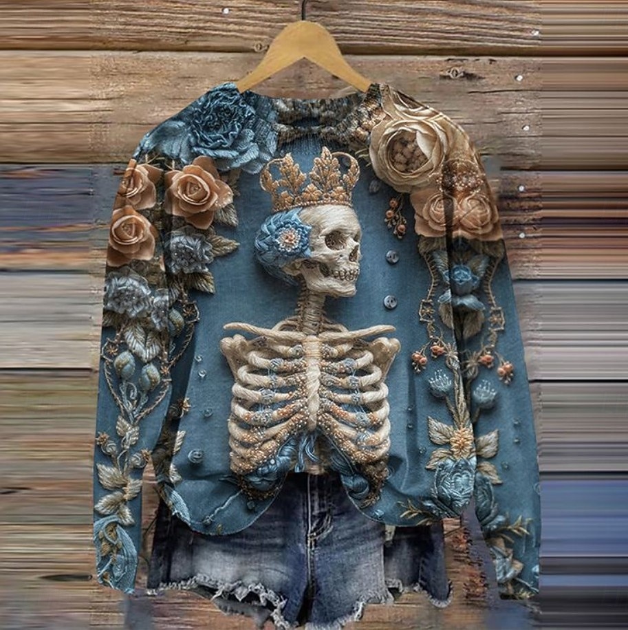 Női Pulóver Csontváz Divat Kényelmes Grafikai Csontváz Kerek Nyakú Kötött Hosszú Ujjú Rendszeres Felsők Kötött Piros Kék Ősz Tél 2025 - $29.99 –P3