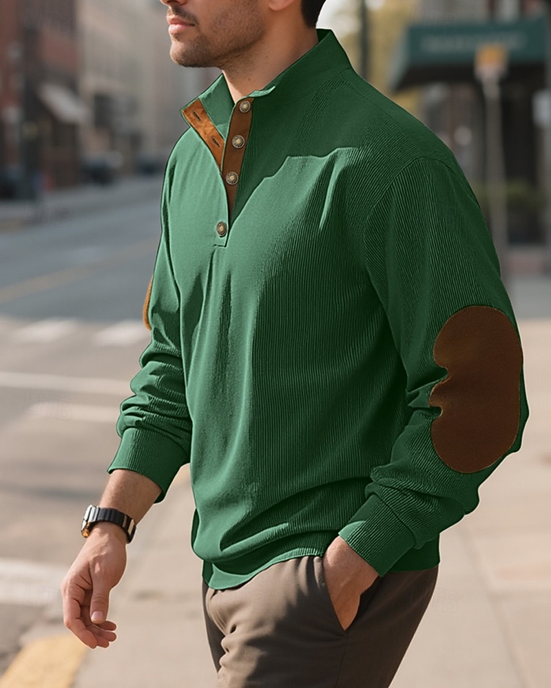 Homens Moletom Preto Verde Claro Verde Tropa Azul Marinha Azul Henley Bloco de cor Patchwork Desportos e Ar livre Diário Feriado Poliéster Roupa de rua Básico Casual Primavera Outono Roupa Moletons de 2025 por $24.99 –P2