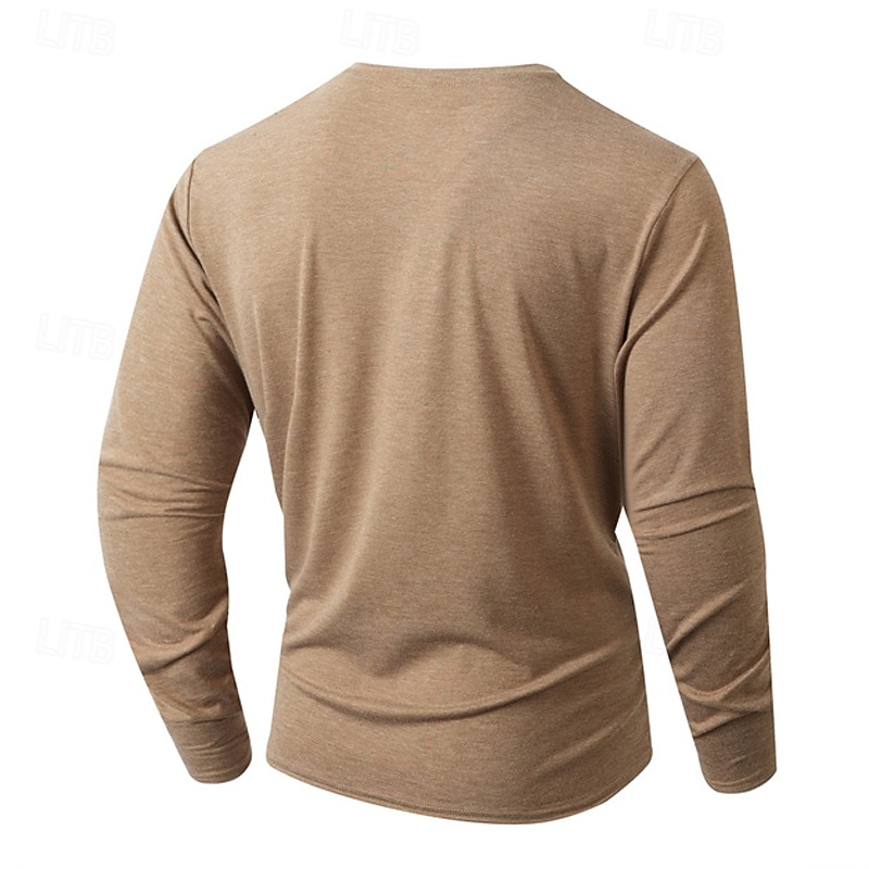 Per uomo Maglietta Maglia Henley Camicia a Maniche Lunghe Manica Lunga Henley Primavera Autunno Semplice Moda Designer Essenziale Tasche Vacanza Streetwear Uscire Nero Bianco Blu marino Maglietta Top del 2026 a $23.99 –P6