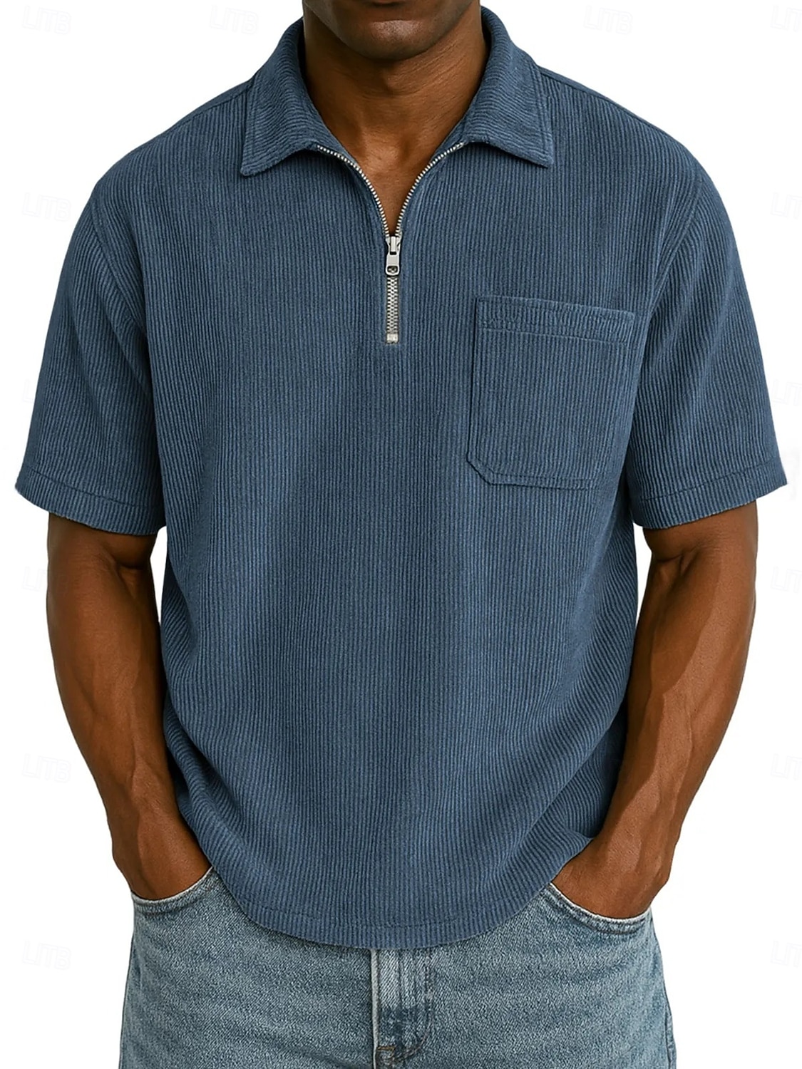 Homme Polo à fermeture éclair Texturé Occasionnel Fête Revers Zip quart Manche Courte Mode Basique Uni Texturé Quart de zip Chaud Été Printemps Coupe régulière Marron foncé Violet Kaki Polo de 2026 ? $29.99 –P9