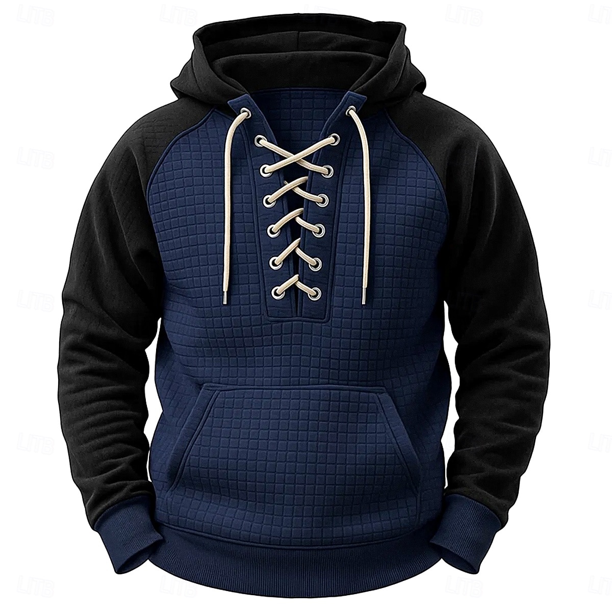 Hombre Sudadera Sudadera con estampado de gofres Sudadera Con Capucha Pull-over Verde Ejército Azul Marino Azul Piscina Caqui Gris Con Capucha Plano Acordonado Retazos Deporte Casual Diario Ropa de 2025 - $32.99 –P5
