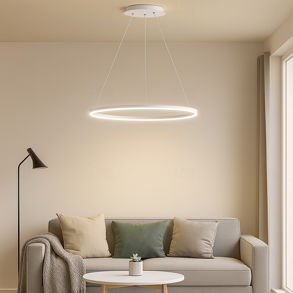 2026年 LED　ペンダント　ライト　40/60/80cm　1ライト　リングサークル　デザイン　調光可能　アルミニウム　塗装仕上げ　豪華　モダン　スタイル　ダイニングルーム　ベッドルーム　ペンダント　ランプ　110-240v　リモコン　調光可能  コレクション – CAD $235.05 –P8