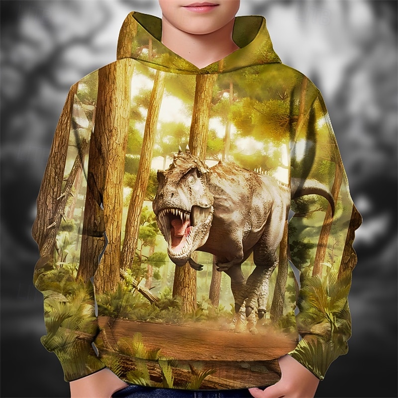 Halloween Pojkar 3D Dinosaurie Huvtröja Långärmad Vår Höst Mode Streetwear Barn 4-12 år Huva Utomhus Ledigt Dagligen Normal 2025 - $18.99 –P1