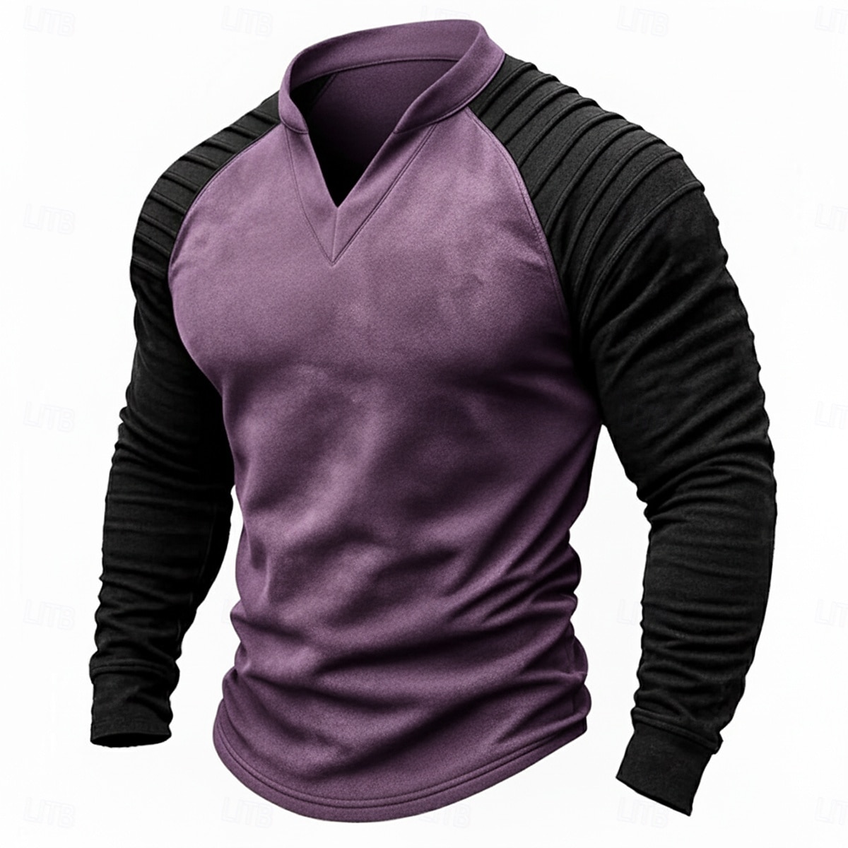 Férfi Tee Top Hosszú ujjú ing Hosszú ujj V-alakú Ősz Tél Tömör szín Szüret Napi Retro Fodrozott Színes Szabadtéri Utca Hétköznapi Kék Bíbor Barna Férfi felső póló 2025 - $26.99 –P1