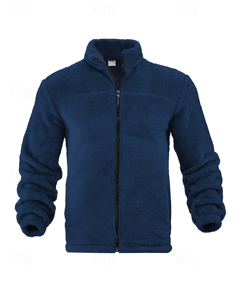 Pánské Zimní bunda Teddy Coat Neformální bunda Dovolená Denní Zahřívací Kapsy Fleece Podzim zima Bez vzoru Módní Šik ven Stojáček Standardní Černá Námořnická modř Hnědá Khaki Tmavě šedá Saka 2025 - $32.99 –P9