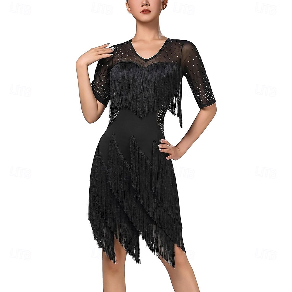 Λάτιν Χοροί Φόρεμα Φούντα Κόψιμο Παγιέτες Γυναικεία Επίδοση Εκπαίδευση Θεματικό κόμμα Κοντομάνικο 100% Βαμβάκι 2026 - $83.99 –P8