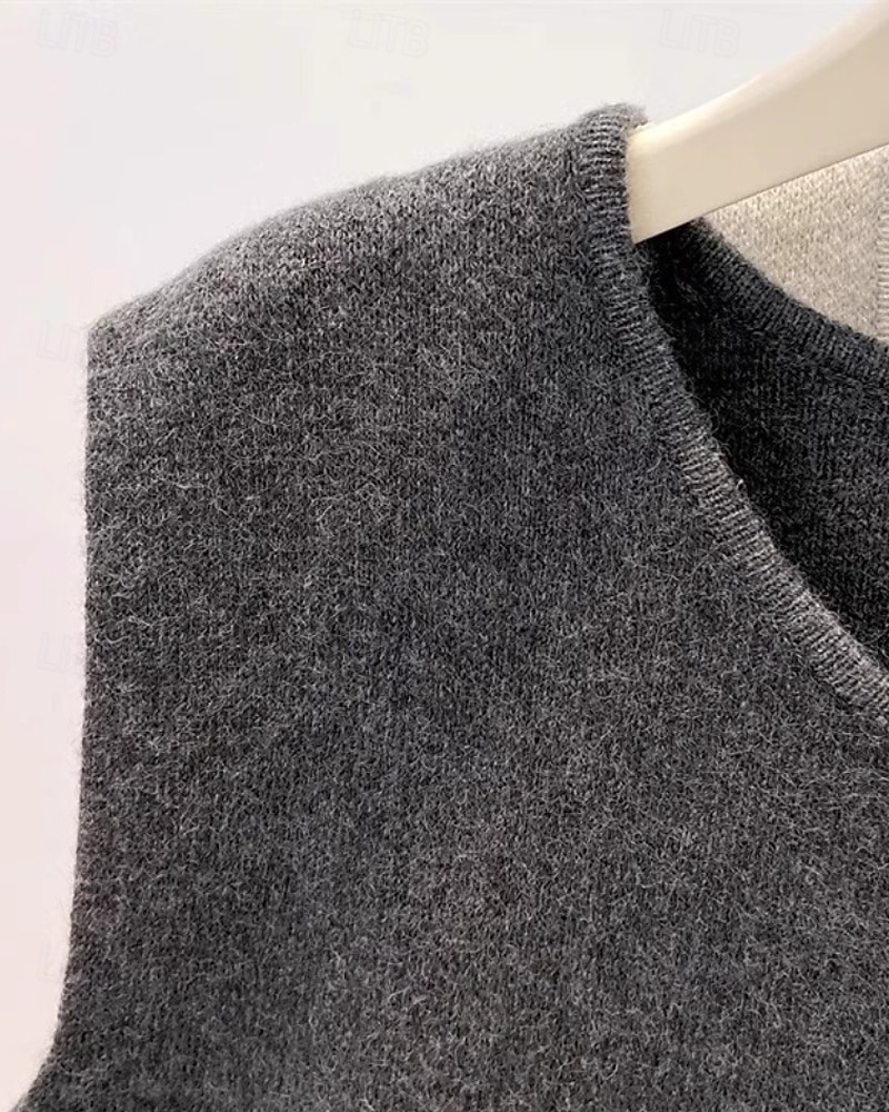 Pentru femei Pulover Vestă pulover Șic Stradă Casual Culoare solidă Stil Nautic Nasturi Tricotat Fără manșon Topuri obișnuite Tricotat Zilnic Concediu Sfârșit de săptămână Negru Caisă Toamnă Iarnă 2026 - $27.99 –P6