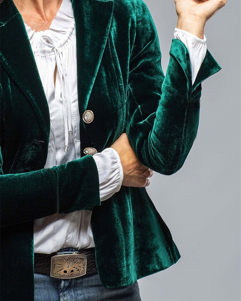 Damskie Marynarka Aksamitne marynarki Wygodny Kieszeń Guziki Elegancja Moda Na zewnątrz Równina Wyjściowe Codzienne Weekend Guziki jednorzędowe Regularny Klapa Regularny Długi rękaw Odzież wierzchnia 2026 - $28.99 –P7