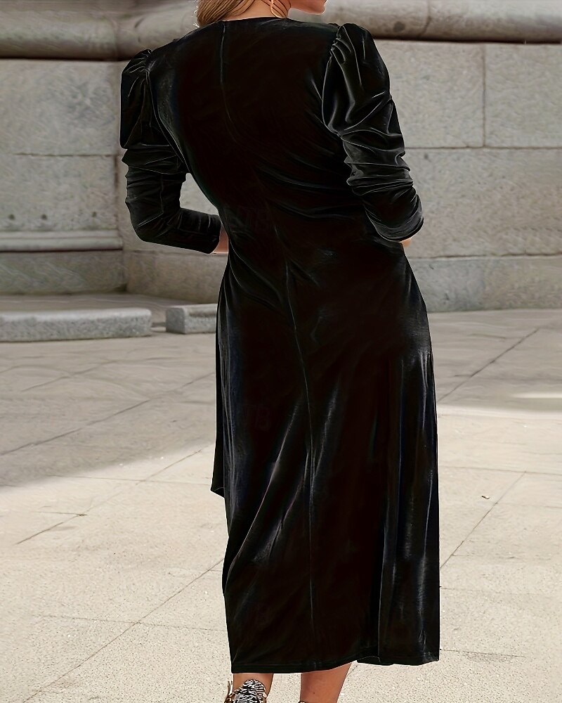 Femmes Robe Midi Robe en Velours Robe de Soirée Robe de Cocktail Élégant Mode Moderne Soirée Date Coupe régulière Uni manche longue Col ras du cou Noir Vin Vert Bleu de minuit Automne Hiver de 2025 ? $27.99 –P4