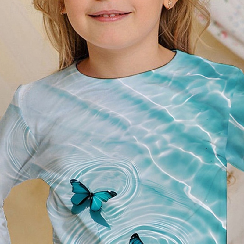 Pojkar 3D Fjäril T-shirt Långärmad Vår Höst Mode Grundläggande Barn 4-12 år Rund hals Utomhus Ledigt Dagligen Normal 2025 - $13.99 –P2