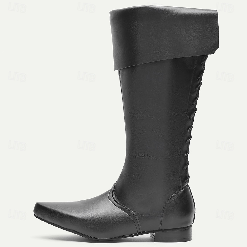 stivali alti medievali rinascimentali da uomo con risvolto, calzature vintage retrò per cosplay, spettacoli teatrali, eventi larp e feste a tema del 2026 a $64.99 –P2