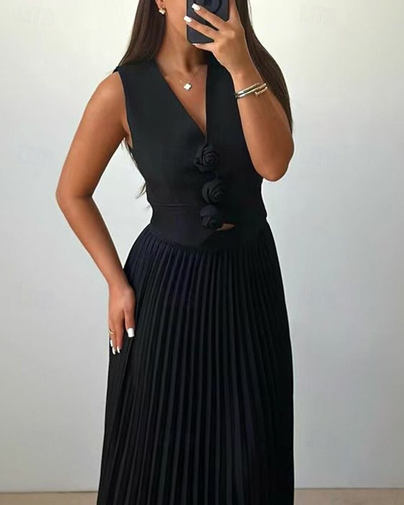 Femmes Robe Midi Robe Décontractée Robe Ensemble Robe en Satin Élégant Mode Moderne Extérieur Quotidien Sortir Coupe régulière Uni Sans manches Col en V Noir Rose Claire Vin Bleu Printemps Automne de 2025 ? $51.99 –P4