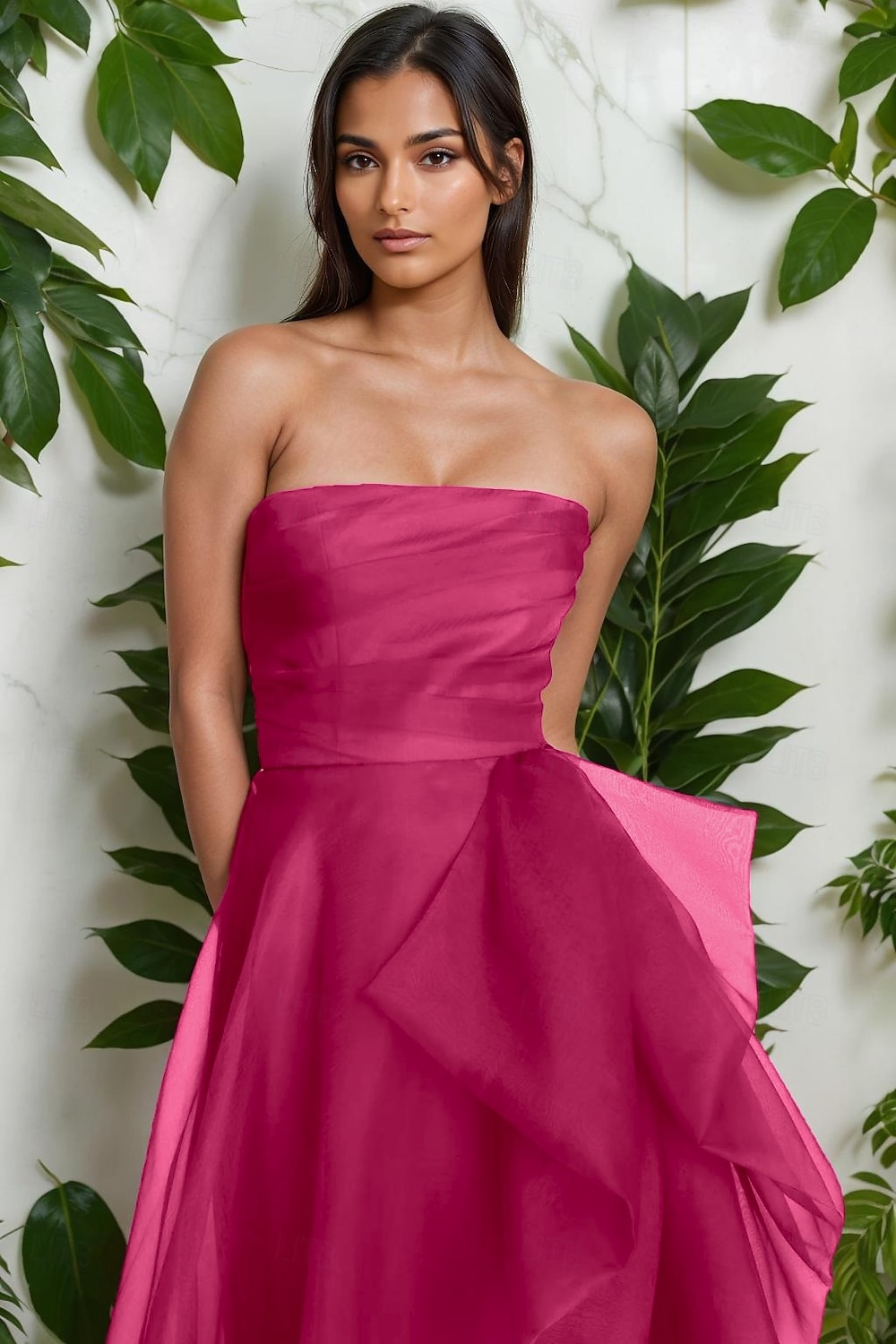 Rochie de Seară A-Line Stil Celebritate Rochie Elegantă Invitată de Nuntă Lungime Pe Jos Fără Mâneci Un Umăr Organza cu Fustițe Răsucite Fanta 2025 - $139.99 –P11