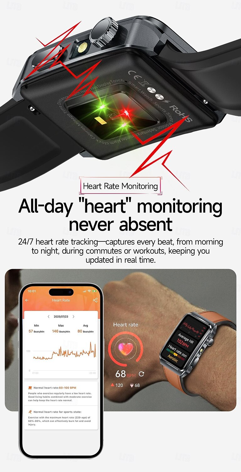 2025年 tk73 スマートウォッチ アウトドア Bluetooth 通話 1.57インチ 大画面 体温 血圧 酸素モニター スマートウォッチ  コレクション – $44.99 –P7